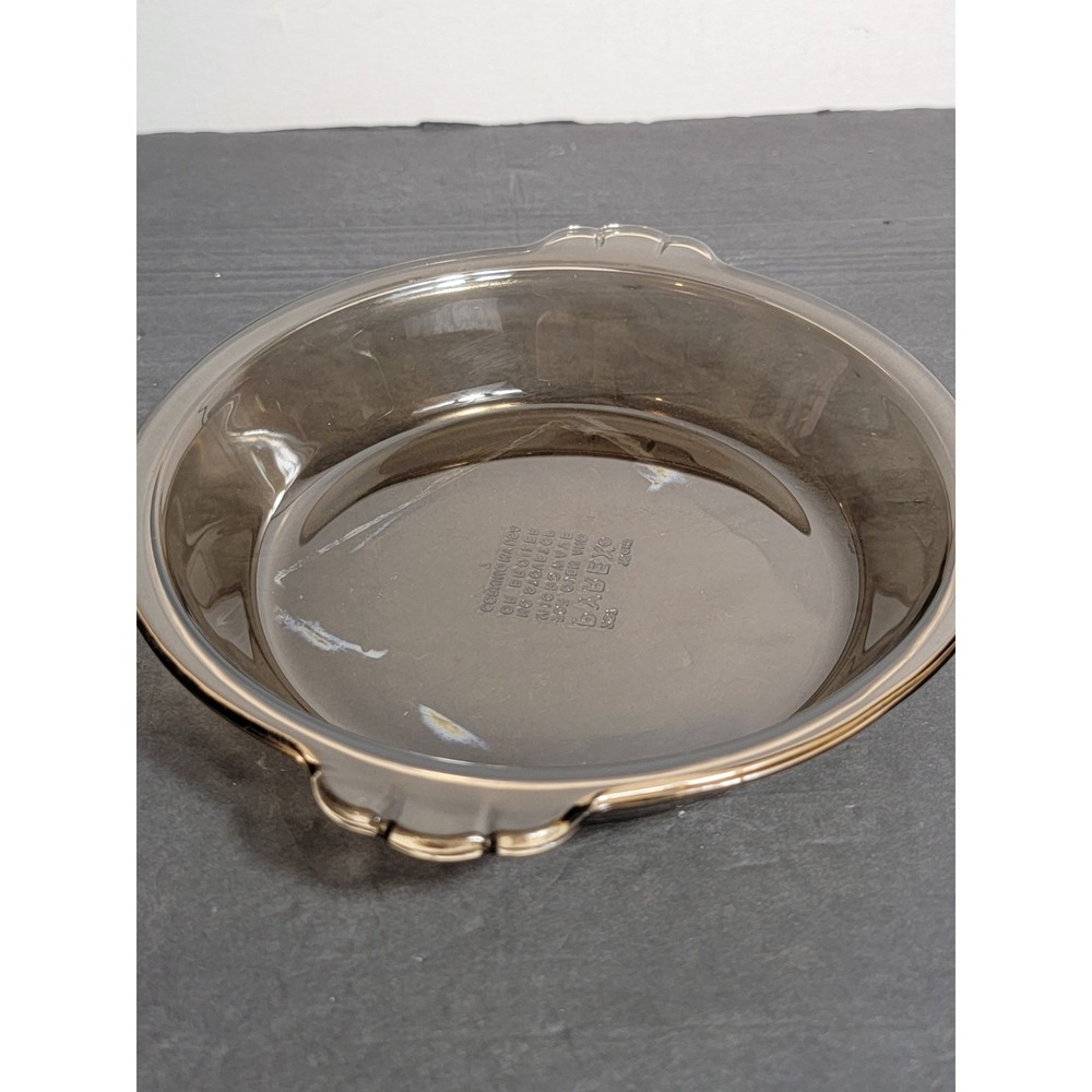 Vintage Amber Pyrex 207 Pie Plate Glass 18cm Corning Scalloped Handles